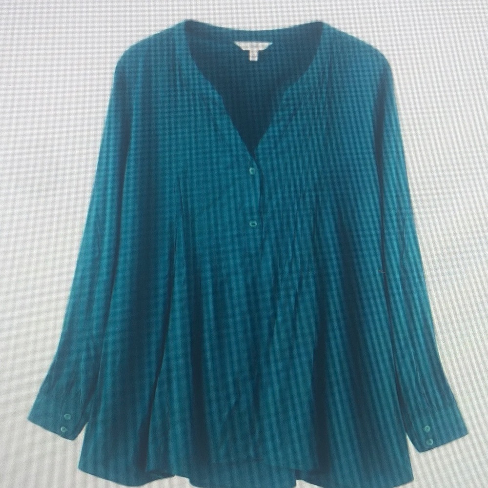Terra & Sky Teal Button-Front Peasant Tunic